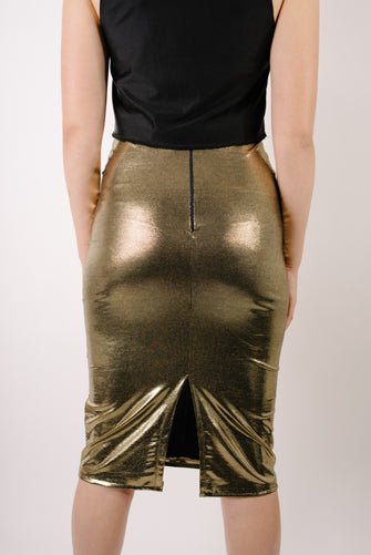 Francesca Gold Metallic Skirt - House of Dani.B